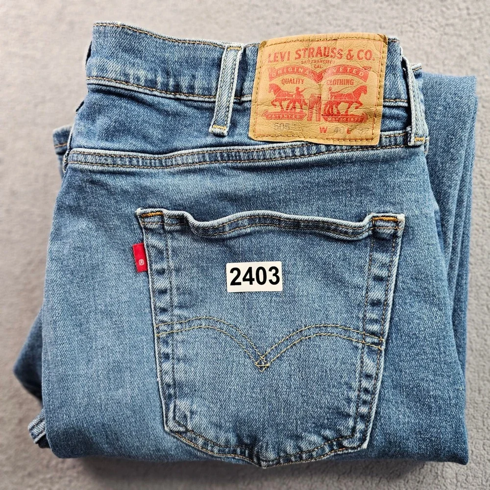 Levi's 505 Jeans Men's 40x32 Blue Denim Red Tab Streetwear Grunge‎ Straight Leg